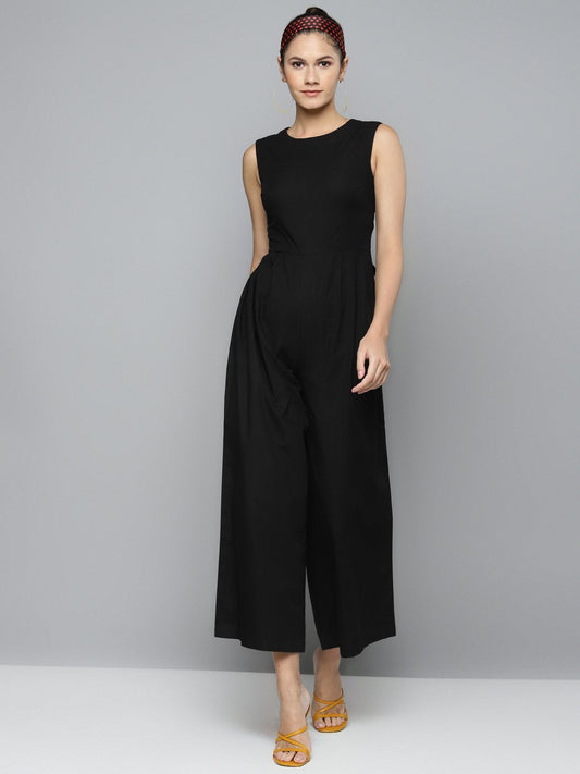 Women's Black Tie Up Jumpsuit