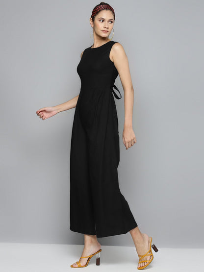 Women's Black Tie Up Jumpsuit