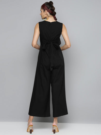 Women's Black Tie Up Jumpsuit