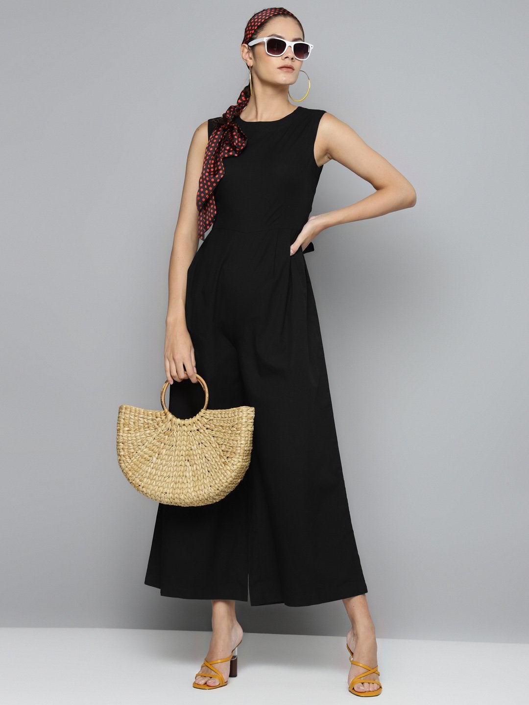 Women's Black Tie Up Jumpsuit