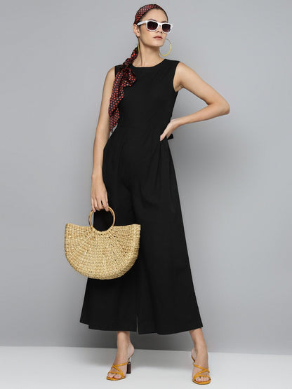 Women's Black Tie Up Jumpsuit