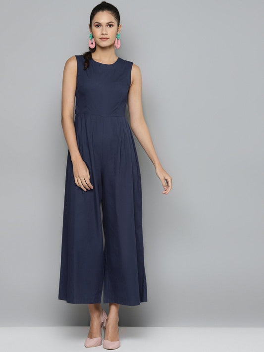 Women's Navy Tie Up Jumpsuit
