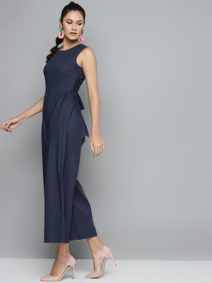 Women's Navy Tie Up Jumpsuit