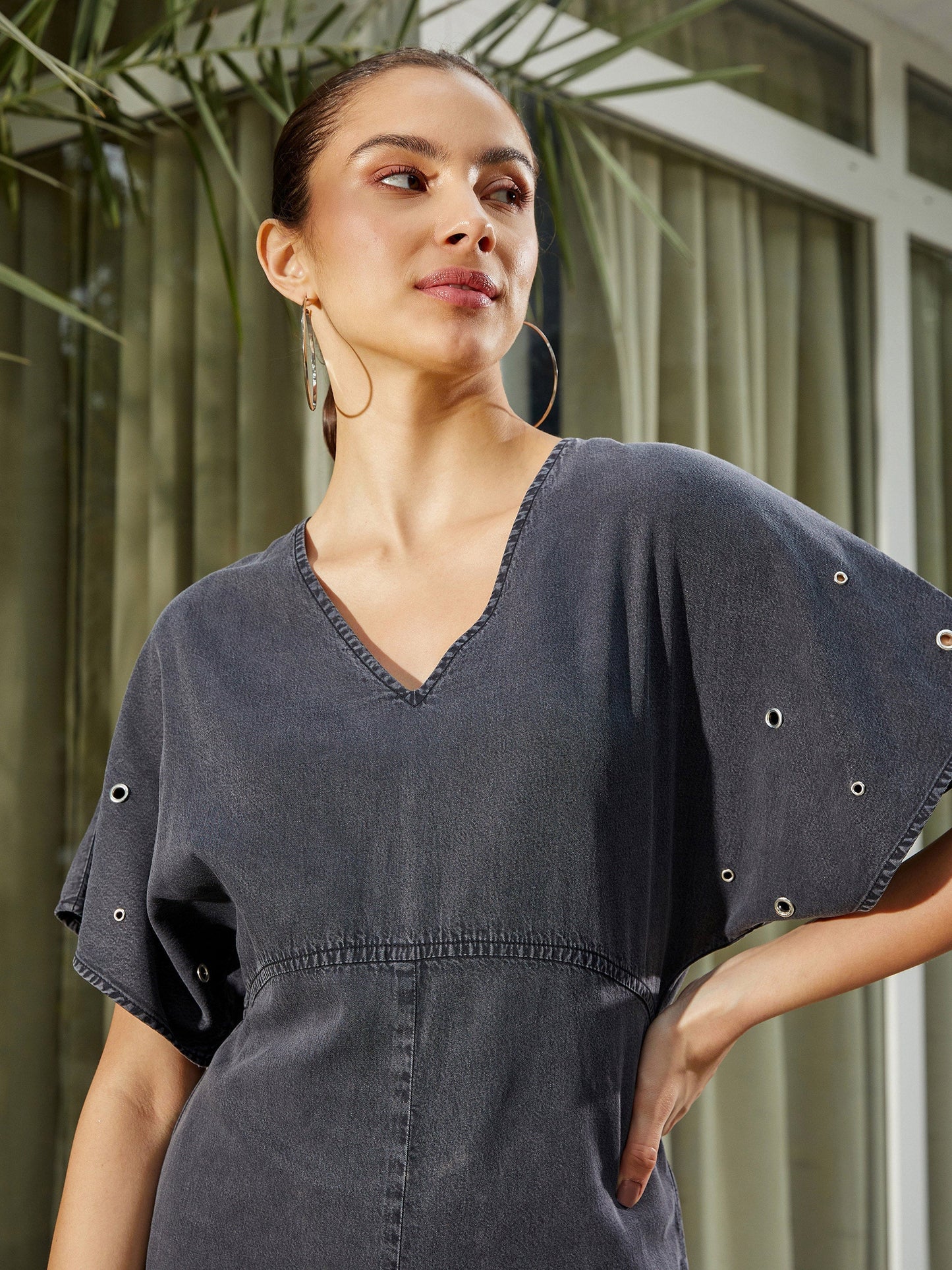 Women's Black Wash Tencel Playsuit