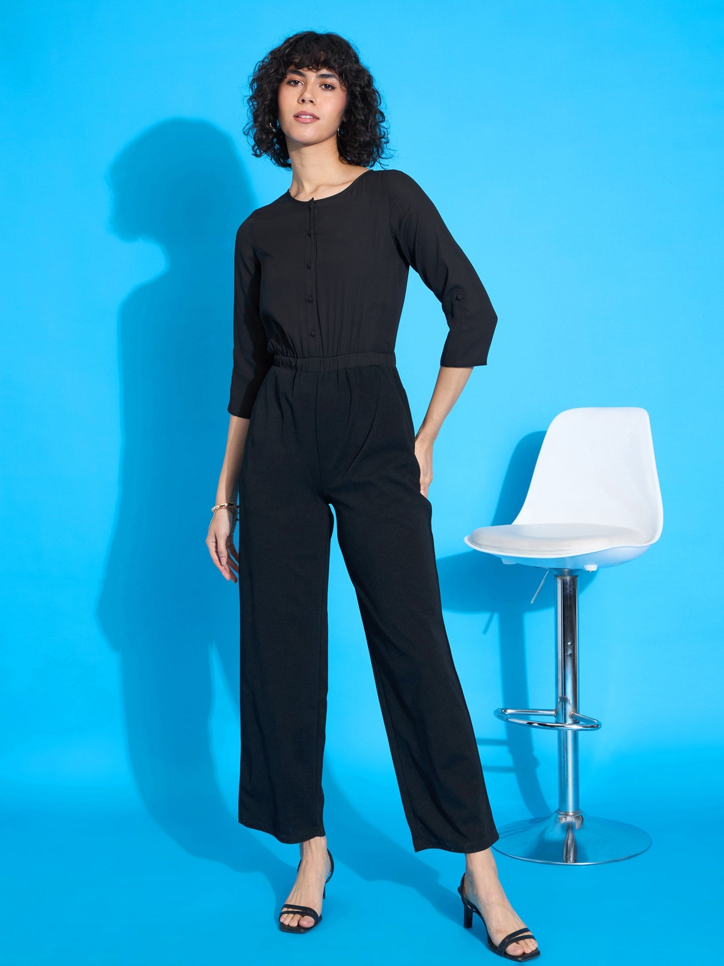 Women's Black Solid Jumpsuit