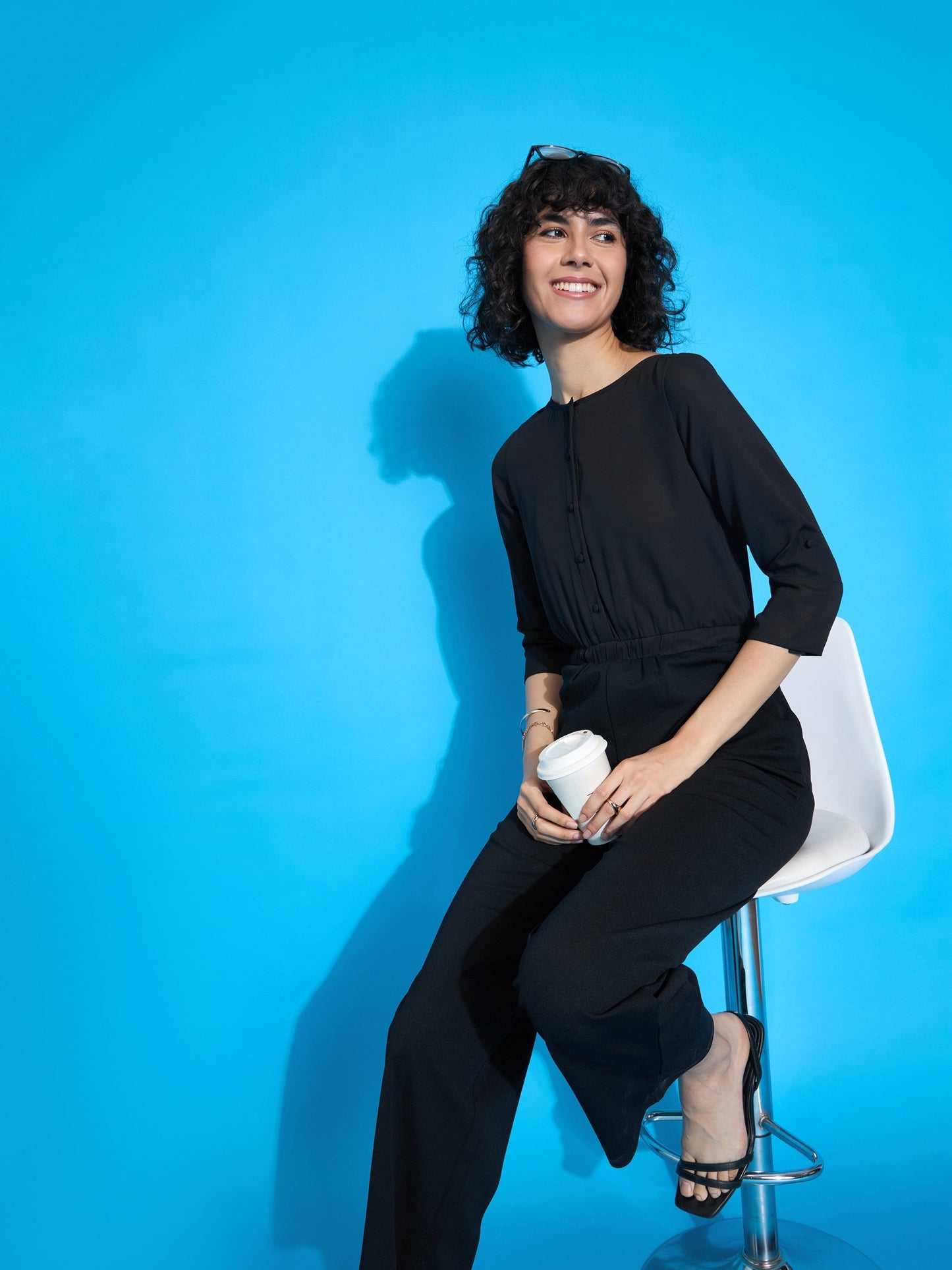 Women's Black Solid Jumpsuit