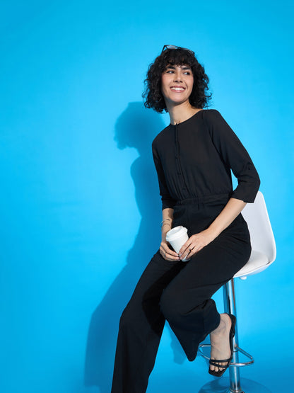 Women's Black Solid Jumpsuit