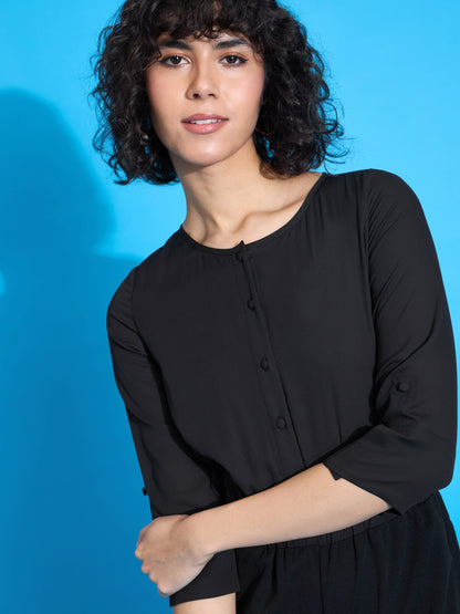 Women's Black Solid Jumpsuit