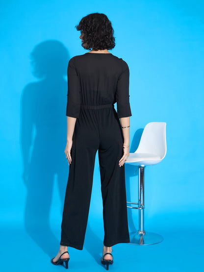Women's Black Solid Jumpsuit
