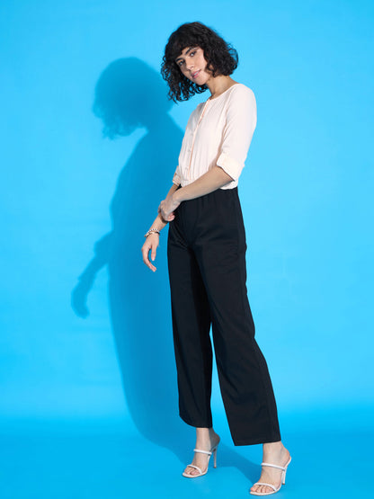 Women's Peach Solid Jumpsuit
