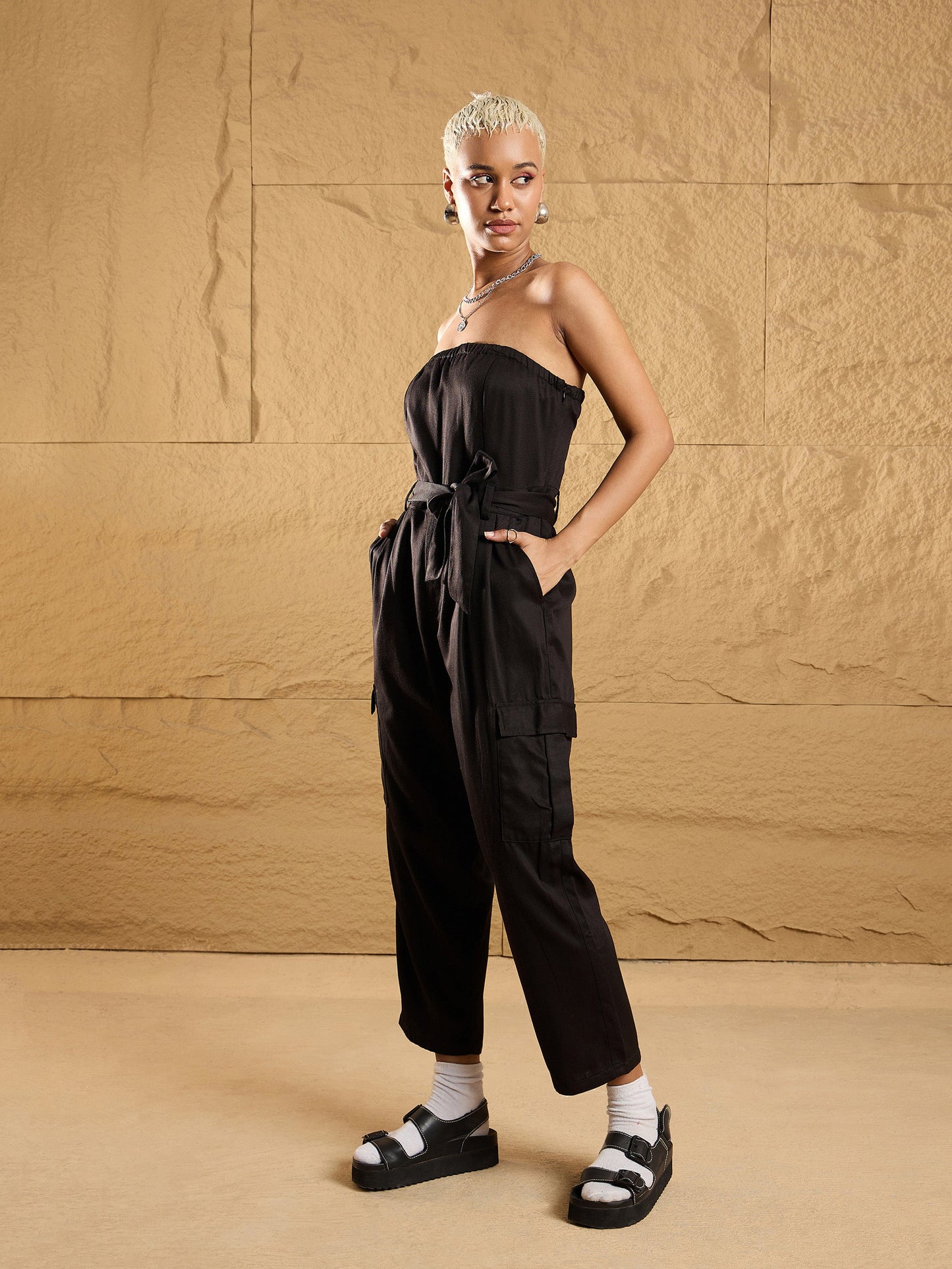 Women's Black Solid Jumpsuit