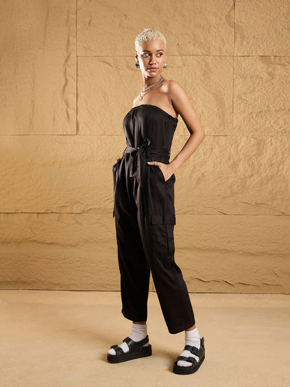 Women's Black Solid Jumpsuit