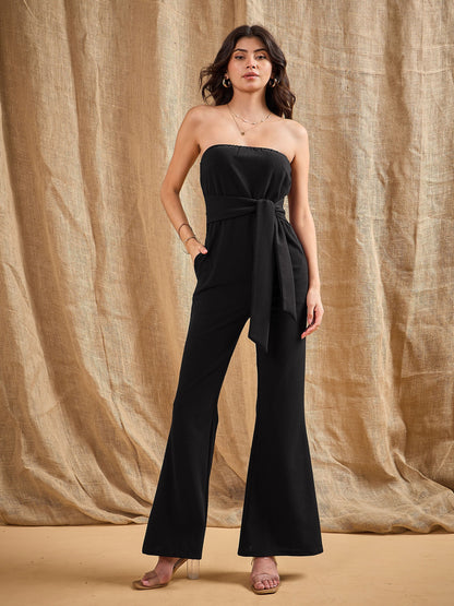Women's Black Solid Jumpsuit