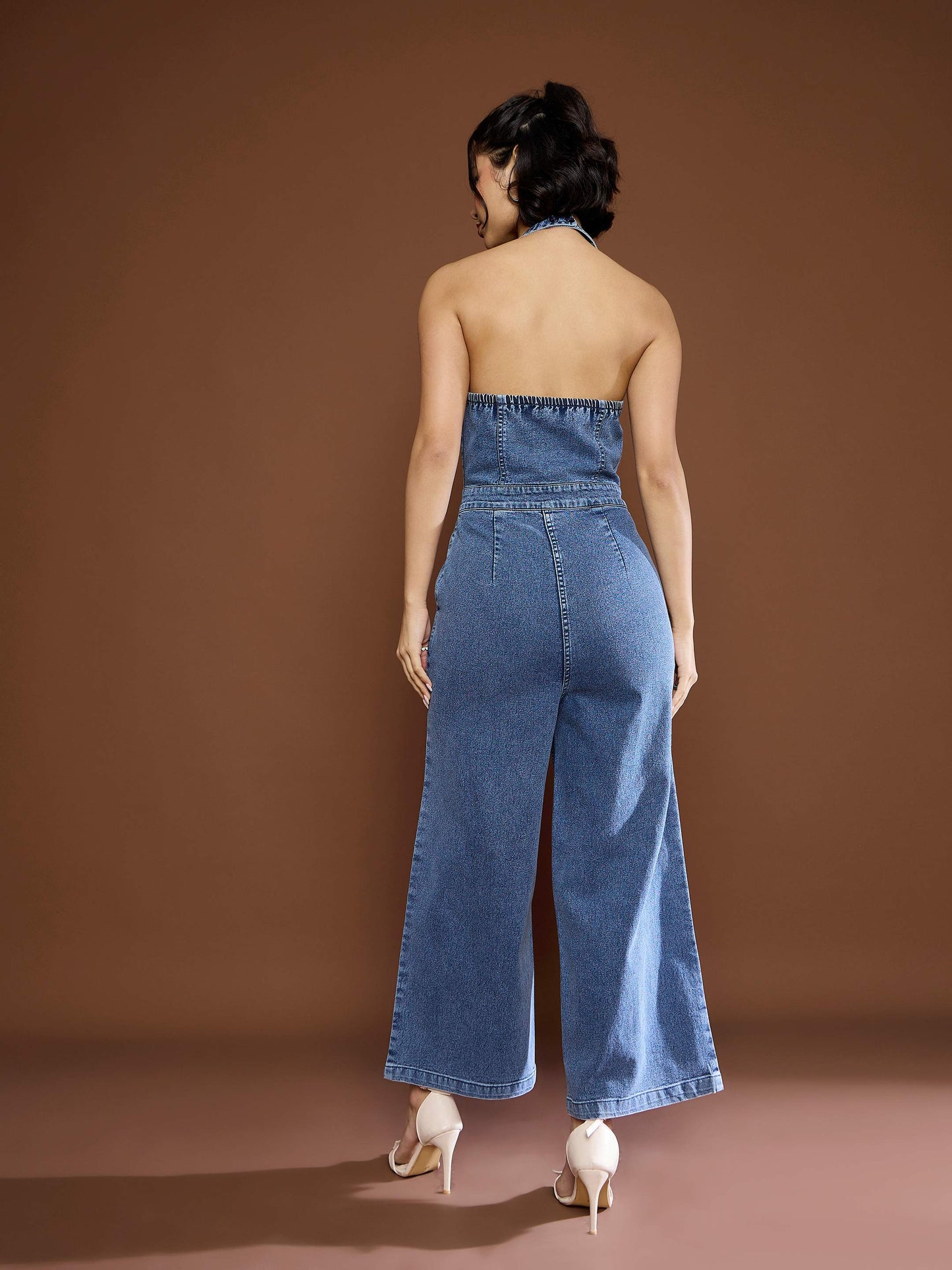 Women's Blue Blast Denim Halter Neck Jumpsu