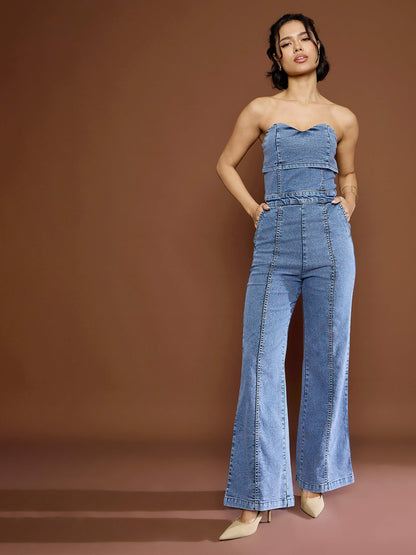 Women's Blue Blast Denim Off Shoulder Jumpsu