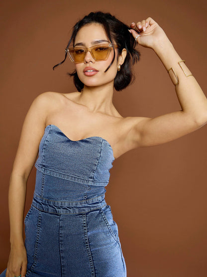 Women's Blue Blast Denim Off Shoulder Jumpsu
