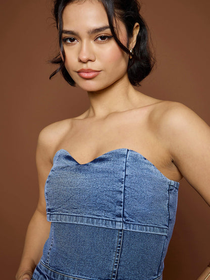 Women's Blue Blast Denim Off Shoulder Jumpsu