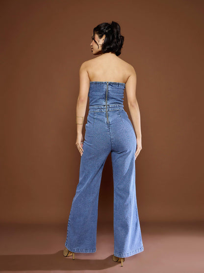Women's Blue Blast Denim Off Shoulder Jumpsu