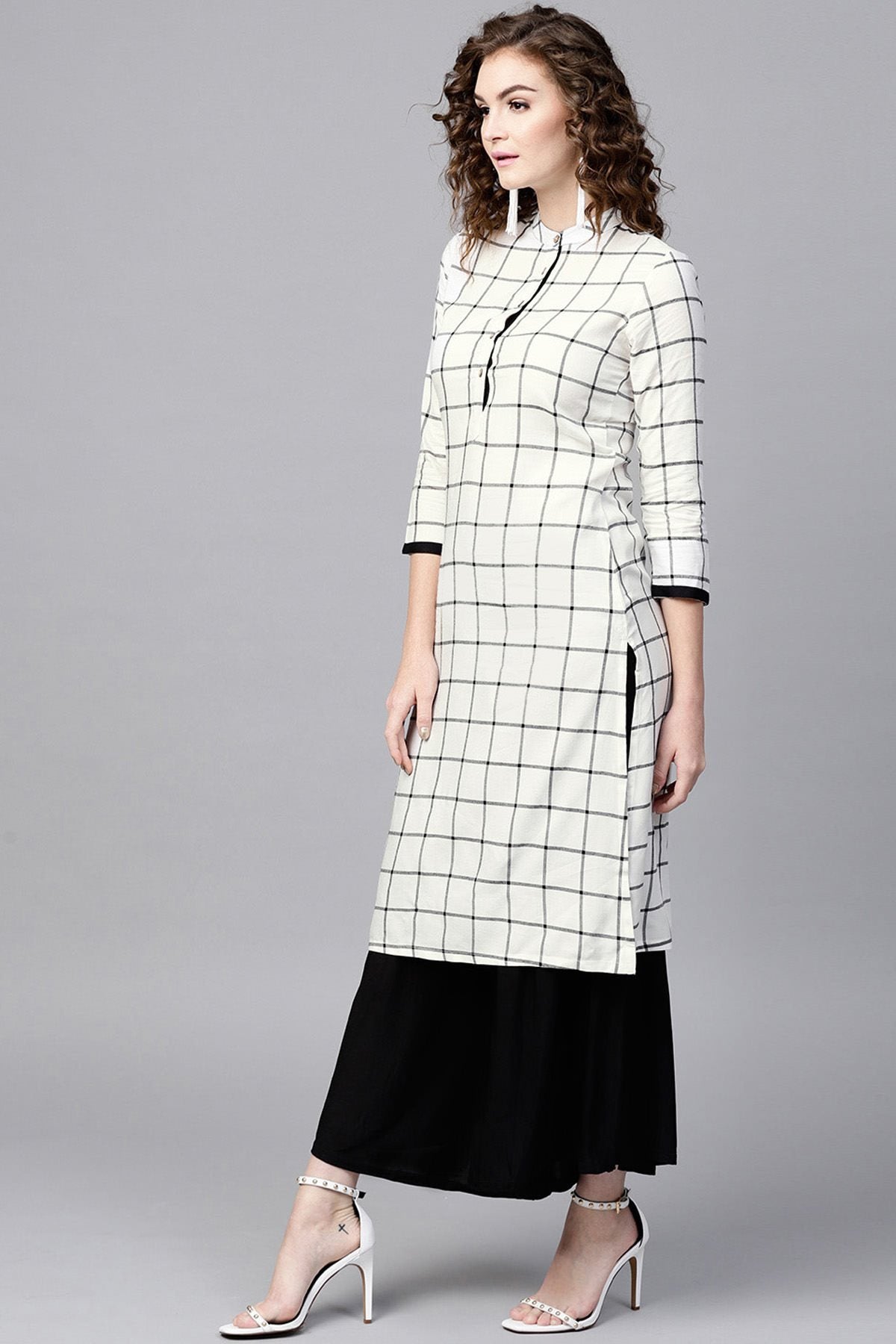 Women's White Check Straight
