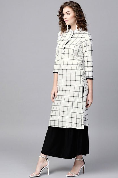 Women's White Check Straight