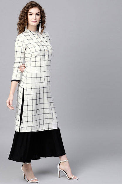 Women's White Check Straight