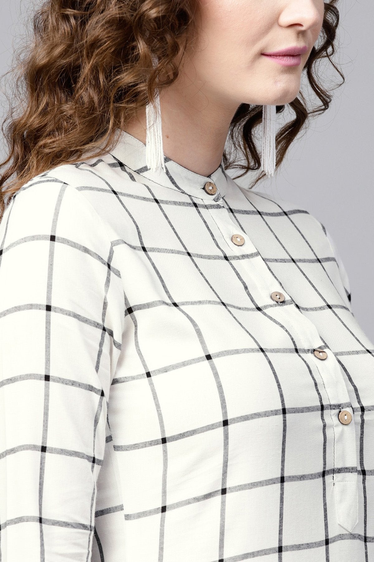 Women's White Check Straight