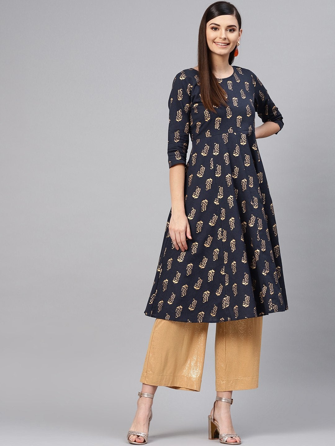 Women's Navy Paisely Anarkali