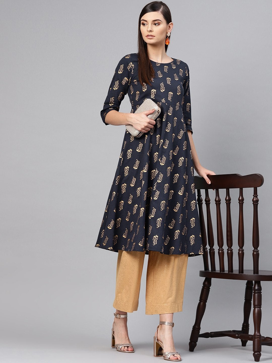 Women's Navy Paisely Anarkali