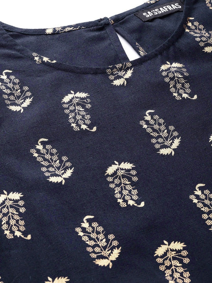 Women's Navy Paisely Anarkali
