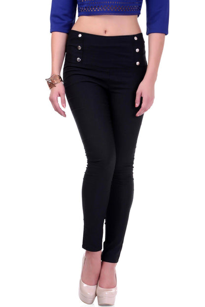 Women's High Waisted Black Jeggings