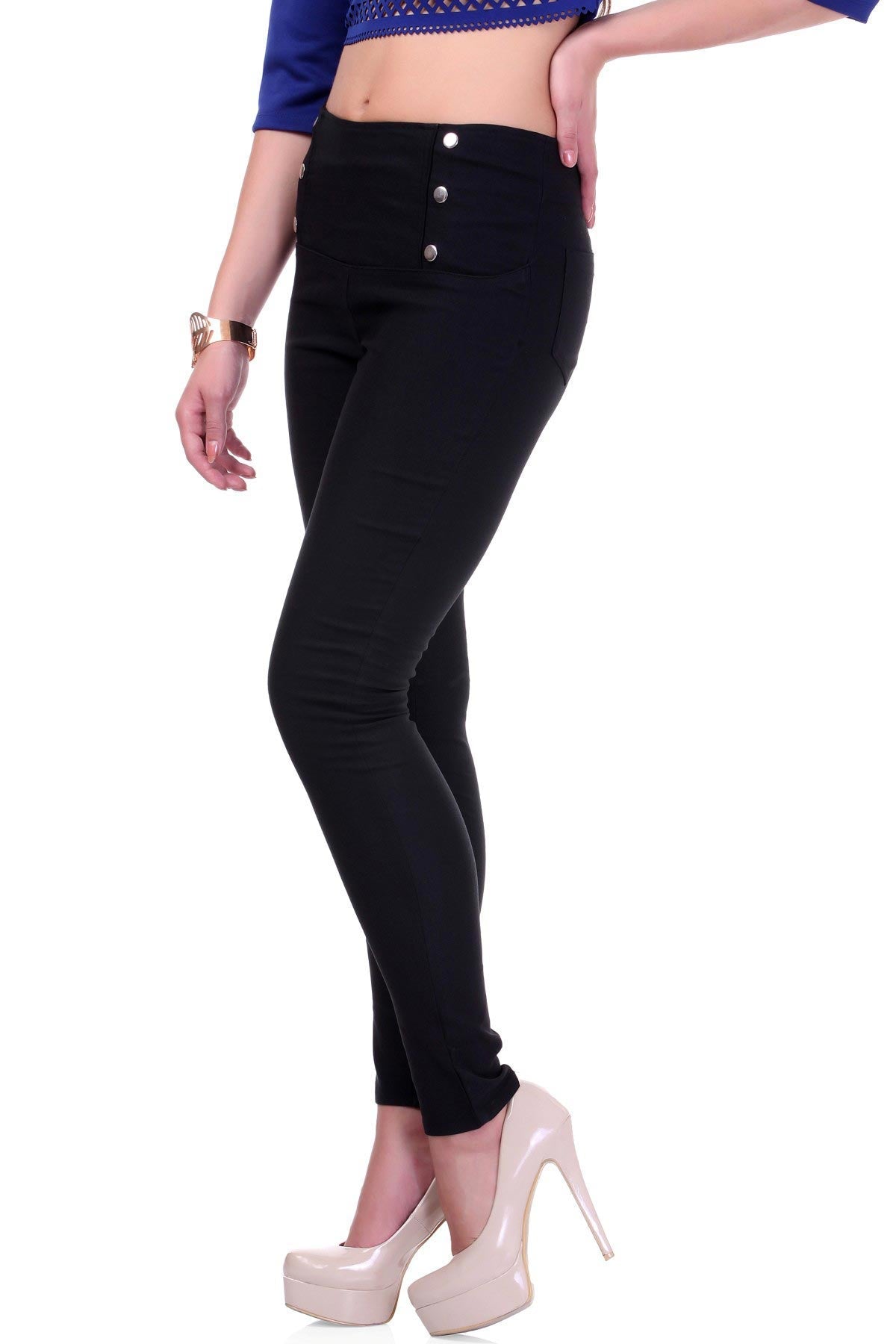 Women's High Waisted Black Jeggings