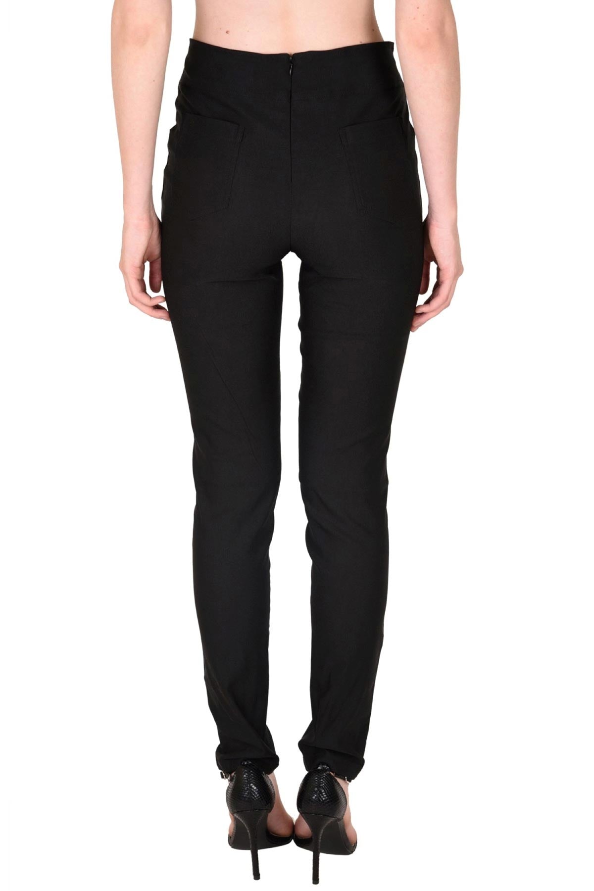 Women's High Waisted Black Button Jeggings