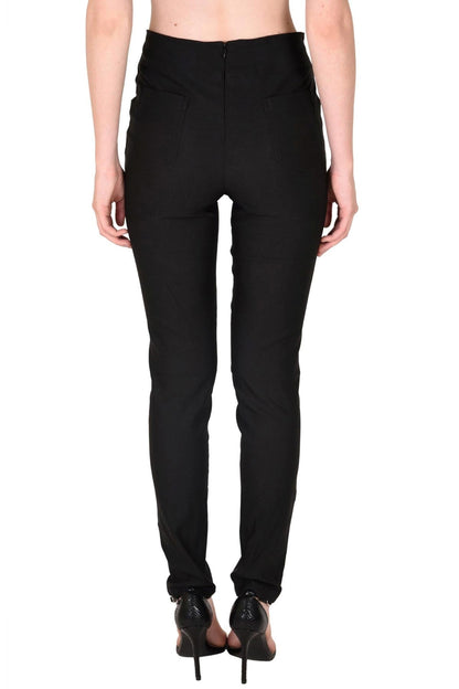 Women's High Waisted Black Button Jeggings