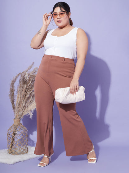 Women's Brown Bell Bottom Trousers