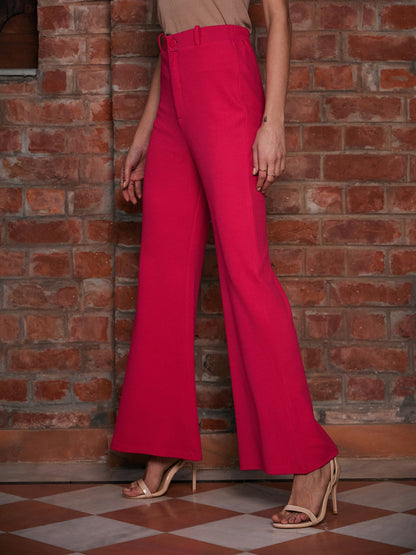 Women's Fuchsia Bell Bottom Knitted Pants