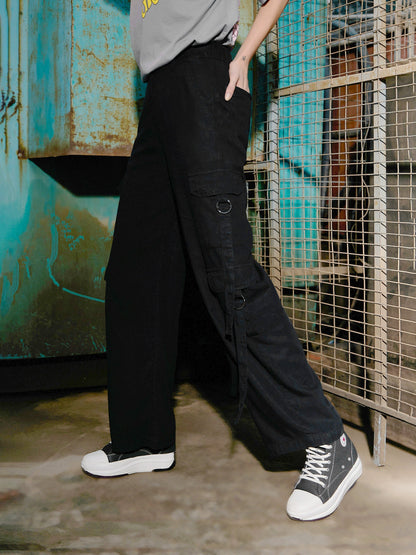 Women's Black Tencel Cargo Pants