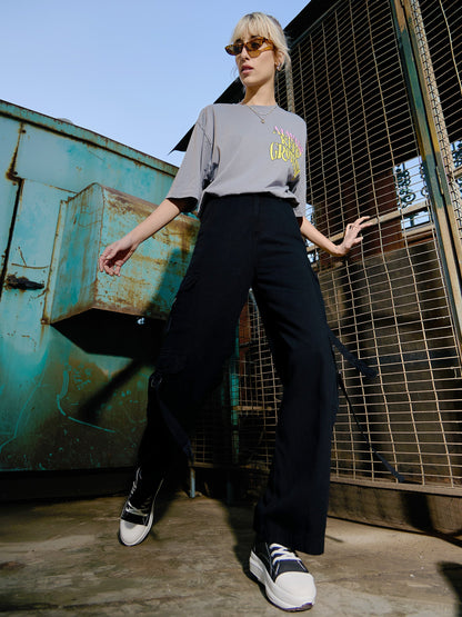 Women's Black Tencel Cargo Pants