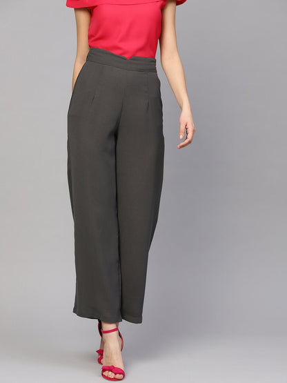 Women's Grey Wide Leg Trousers