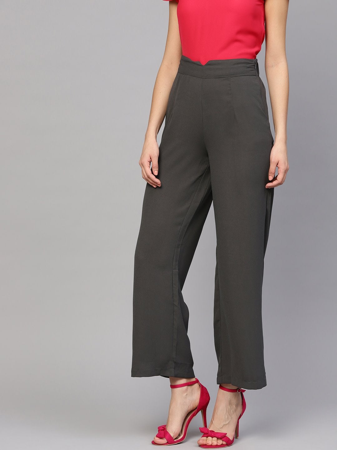 Women's Grey Wide Leg Trousers