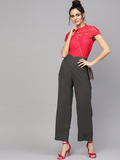 Women's Grey Wide Leg Trousers