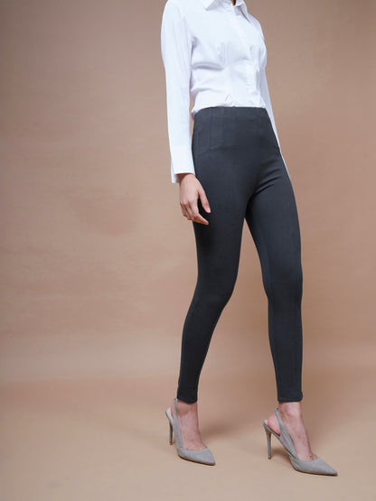 Women's Grey Bottom Zipper Jeggings