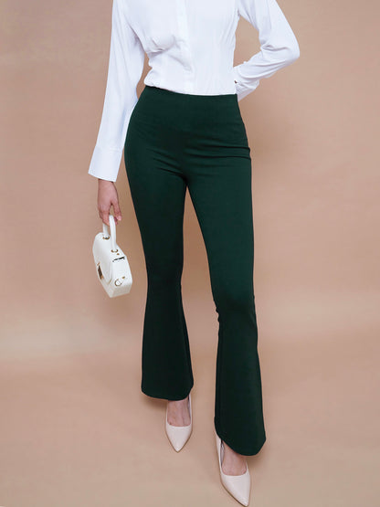Women's Emerald Green Bell Bottom 4-Way Stretch Pants