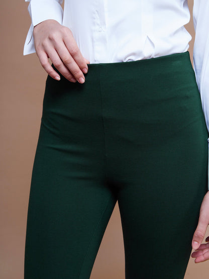 Women's Emerald Green Bell Bottom 4-Way Stretch Pants