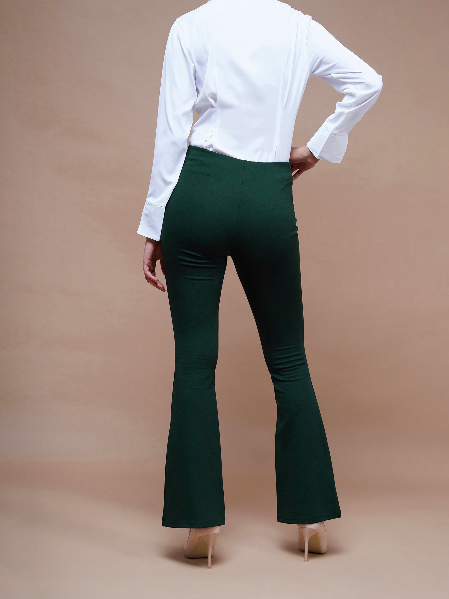 Women's Emerald Green Bell Bottom 4-Way Stretch Pants