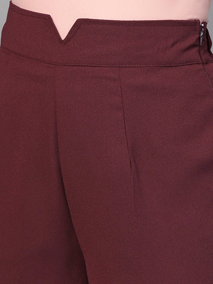 Women's Maroon Wide Leg Trousers