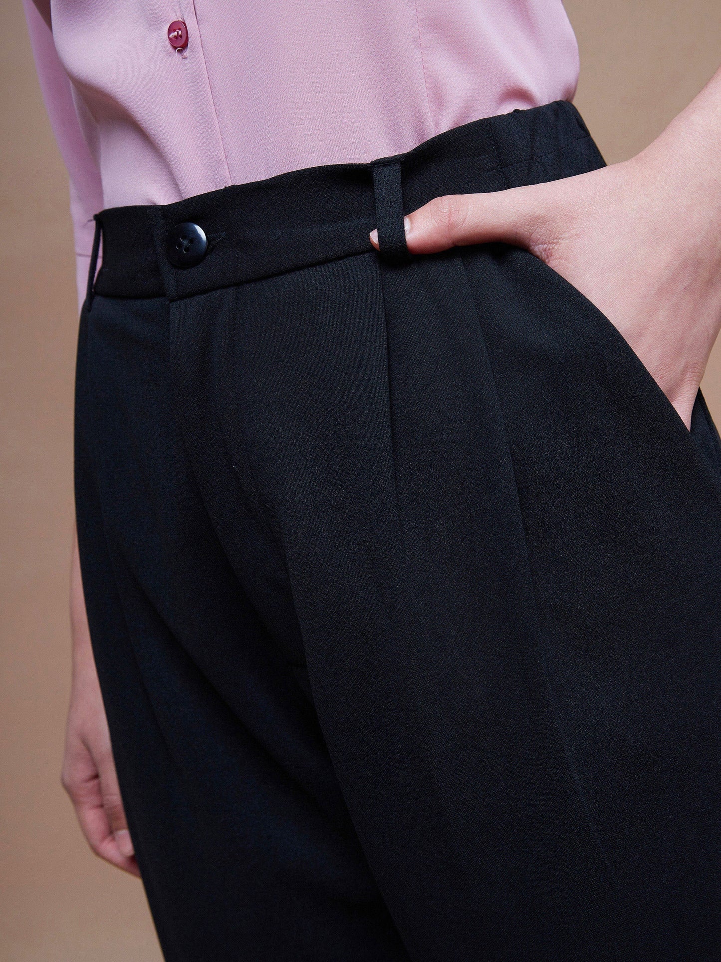 Women's Black Stretch Knit Tapered Pants