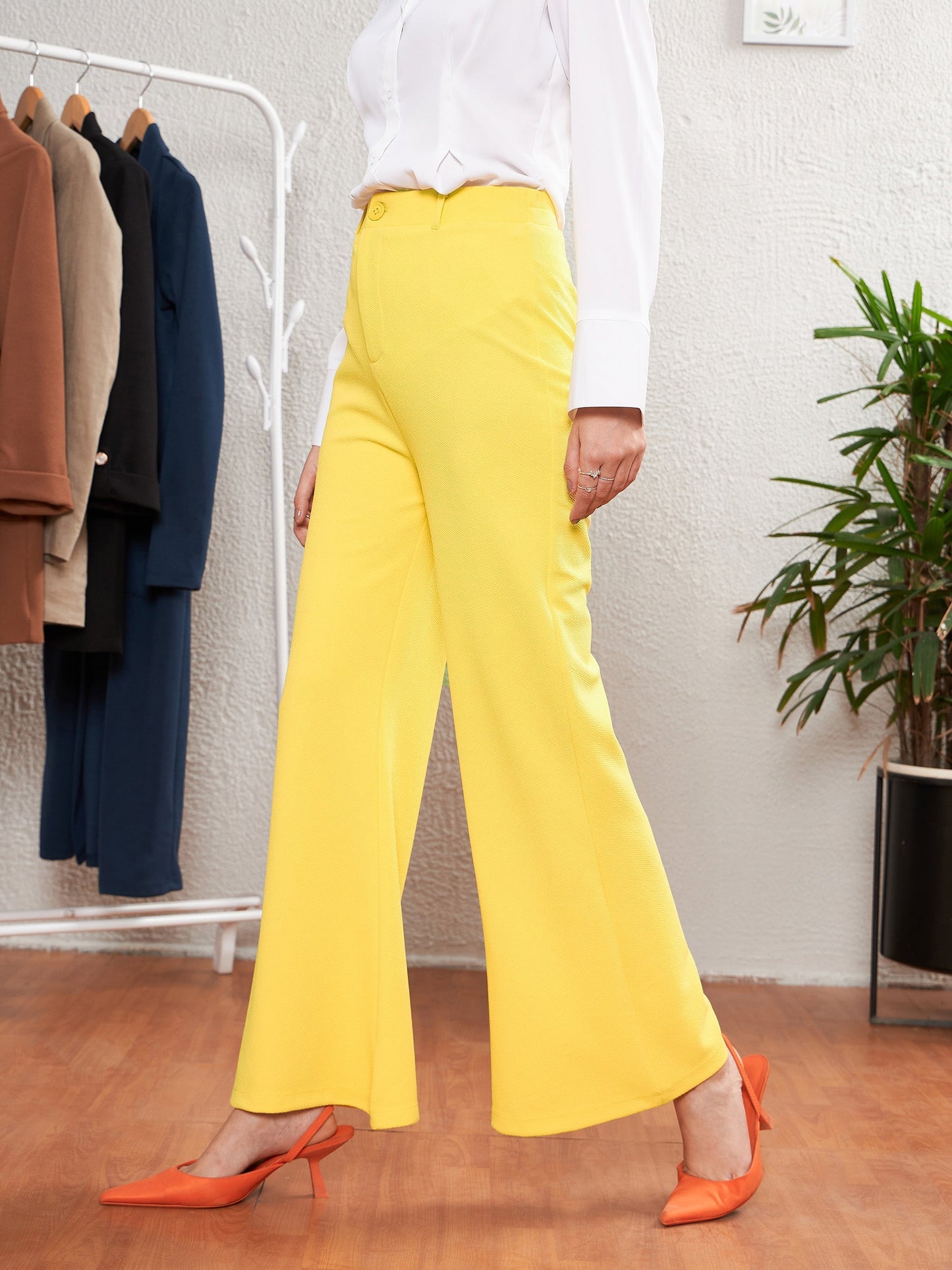 Women's Yellow Bell Bottom Pants