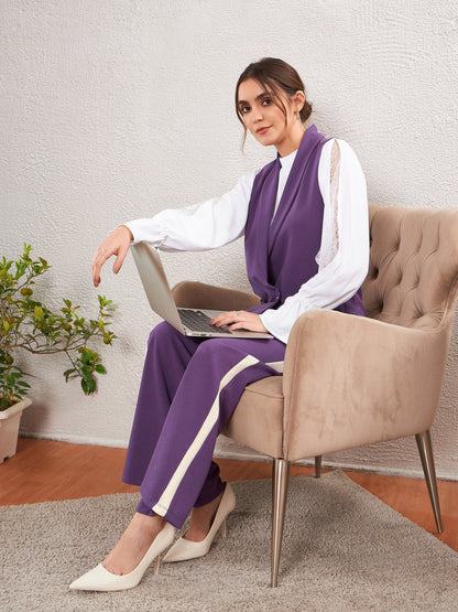 Women's Purple Side Tape Bell Bottom Pants