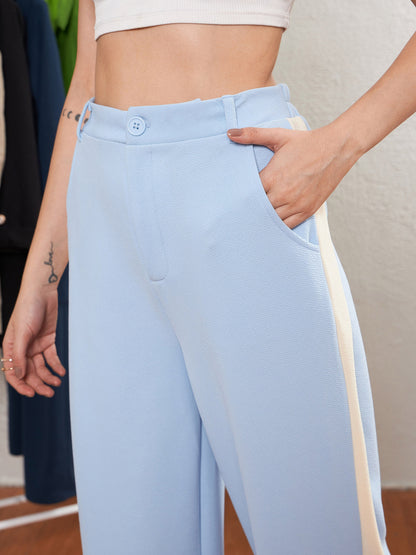 Women's Blue Side Tape Straight Pants