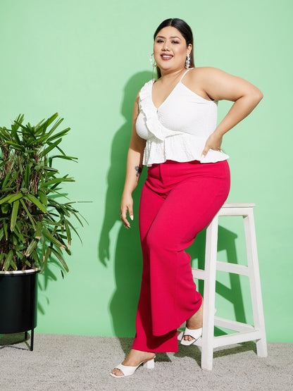 Women's Fuchsia Bell Bottom Pants
